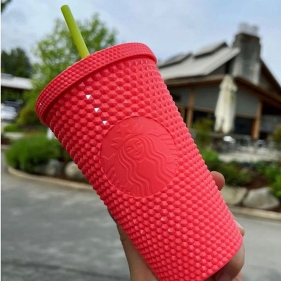 Starbucks Dragon Fruit Studded Tumbler Bling Coral Cup 2pc SET Venti & Grande - Picture 6 of 9